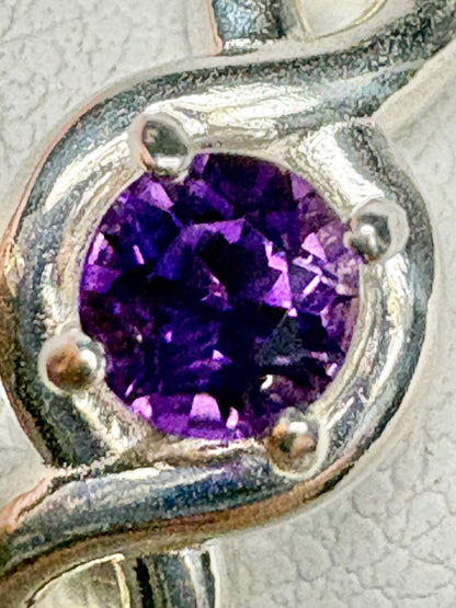Arizona Amethyst Four Peaks Ribbon Twist Solitaire Ring Sterling Silver size 6.75 - NewLifeJewelryVault