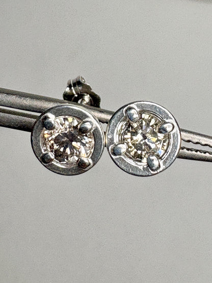 Natural Champagne Diamond Stud Earrings in Sterling Silver .70ctw - NewLifeJewelryVault