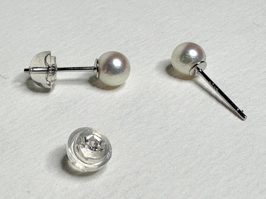 Akoya Cultured Pearl Stud Earrings in Sterling Silver 5.2mm - NewLifeJewelryVault