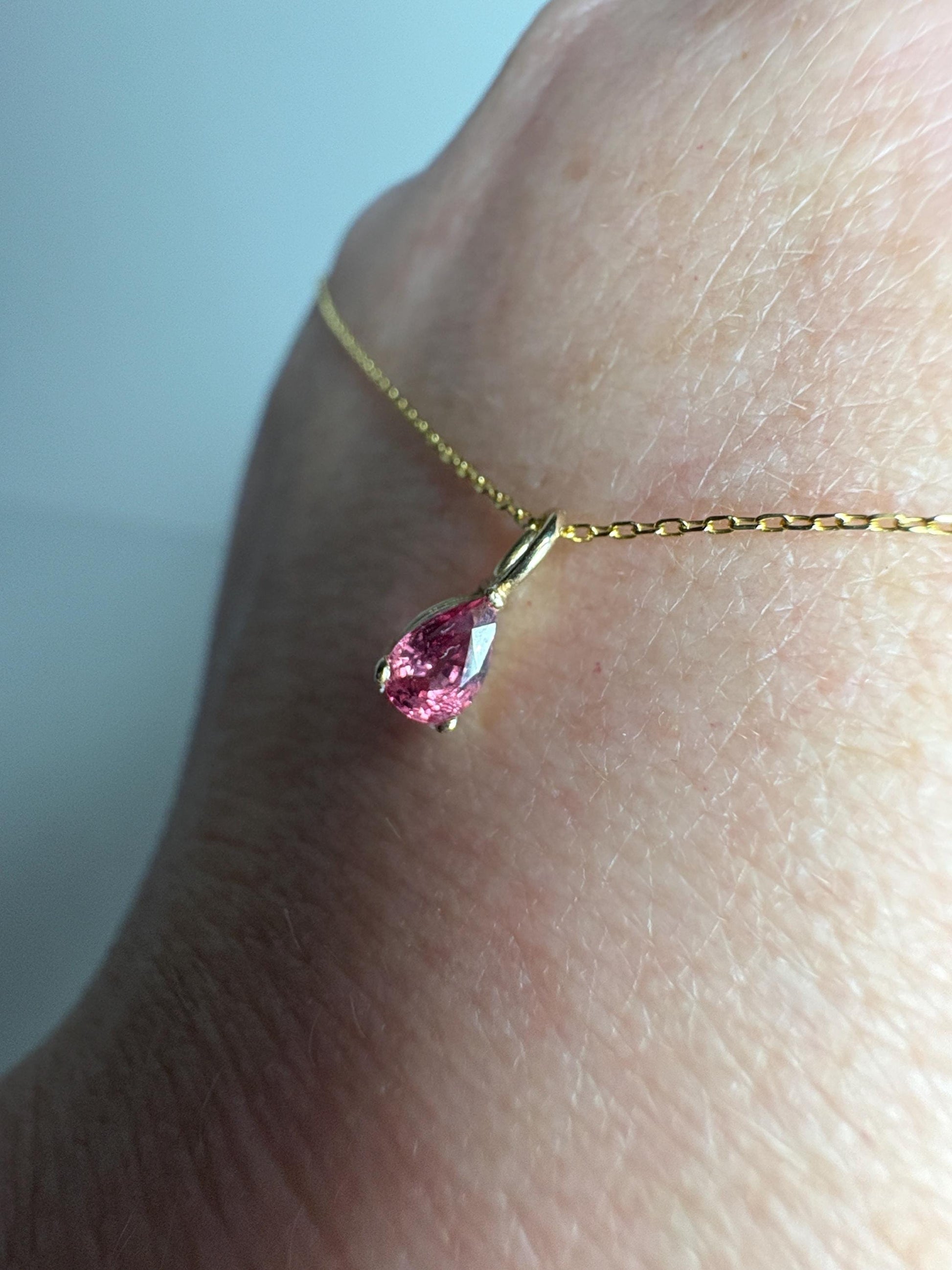 Natural Sri Lankan Padparadcha Sapphire Dainty Necklace Adjustable 16-18" - NewLifeJewelryVault