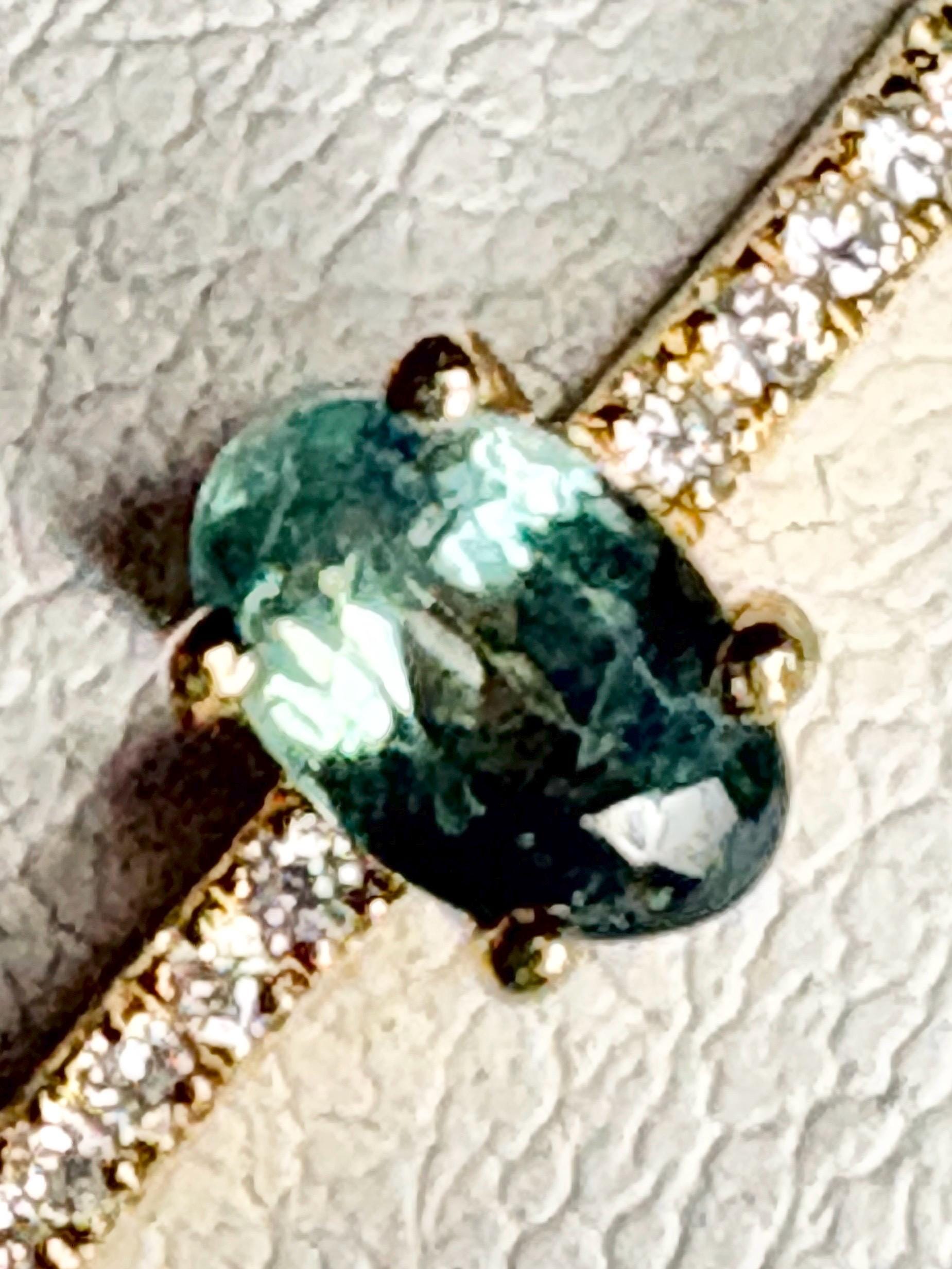 Natural Alexandrite and Diamond THIN Band Ring Solid 18k Gold size 6.5 - NewLifeJewelryVault