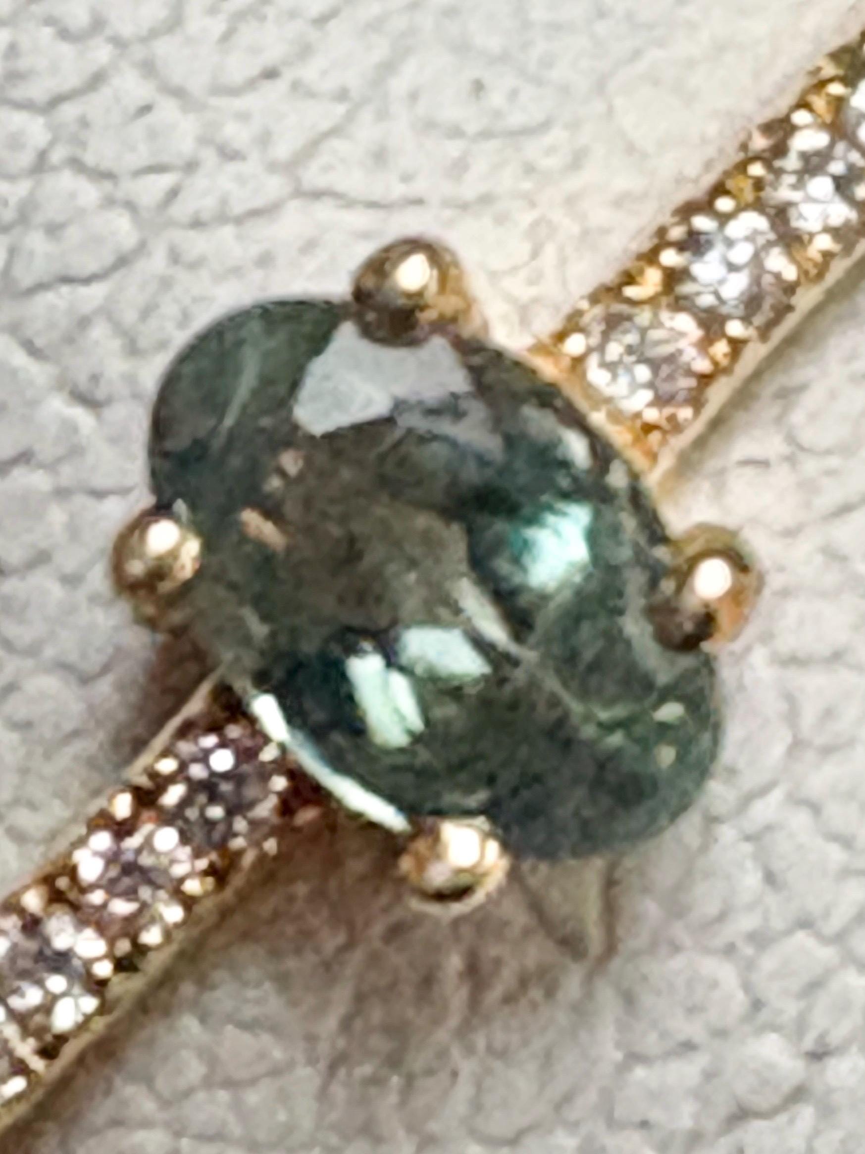Natural Alexandrite and Diamond THIN Band Ring Solid 18k Gold size 6.5 - NewLifeJewelryVault