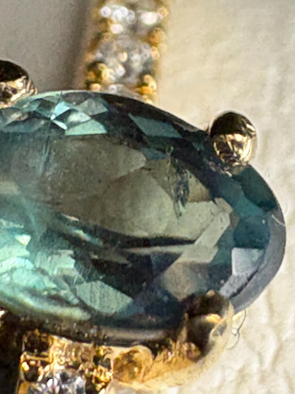 Natural Alexandrite and Diamond THIN Band Ring Solid 18k Gold size 6.5 - NewLifeJewelryVault
