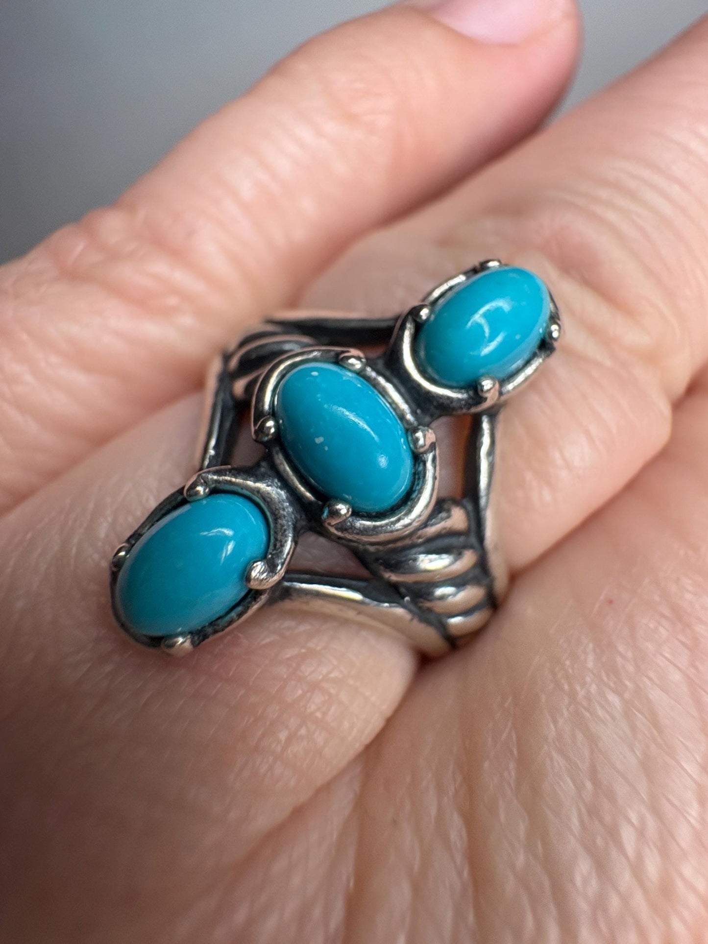 Carolyn Pollack Relios Turquoise Sleeping Beauty Ring Sterling Silver size 7 - NewLifeJewelryVault