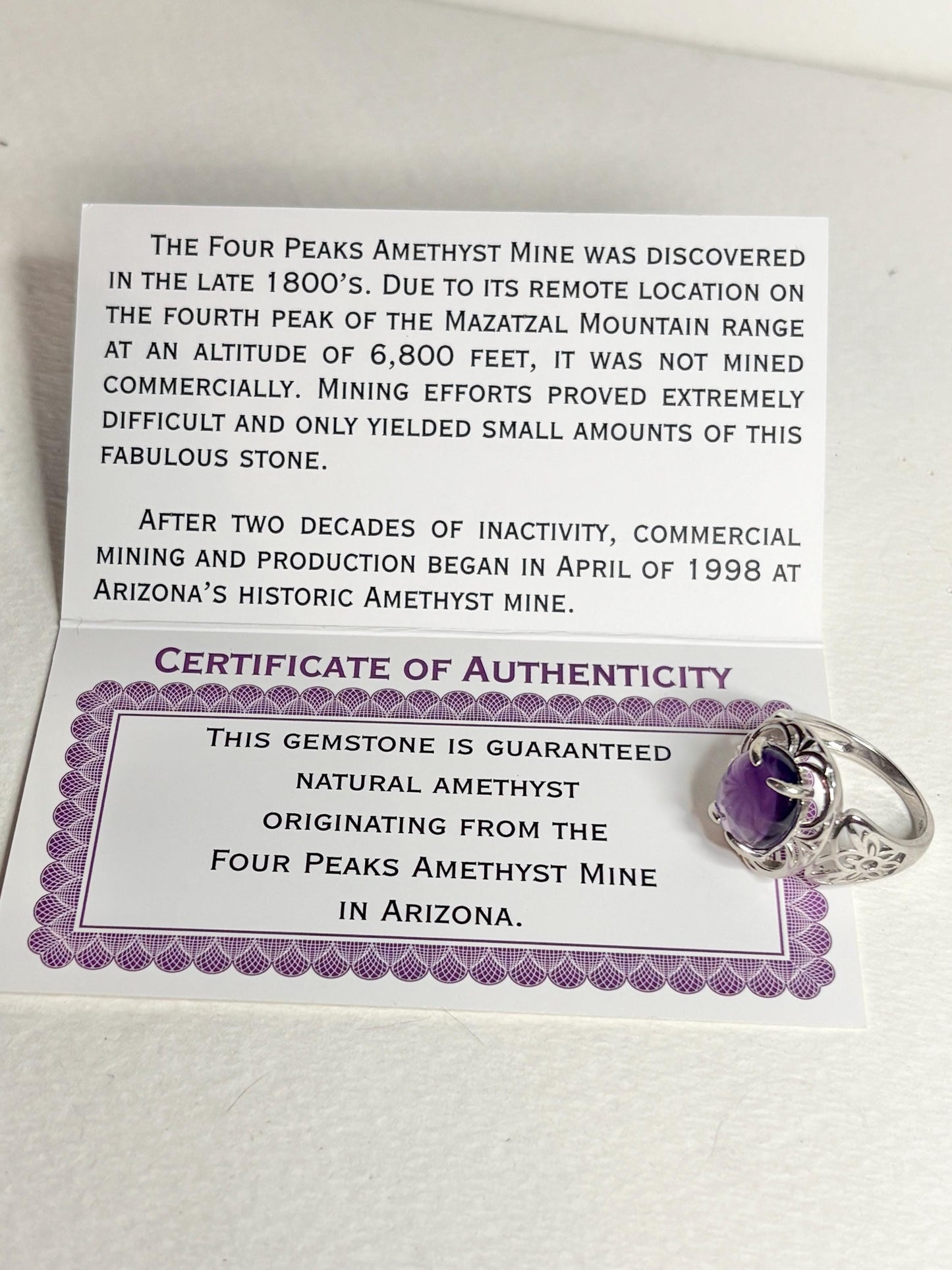 Amethyst Arizona Four Peaks Cabochon Unique Floral Ring Sterling Silver size 7 - NewLifeJewelryVault