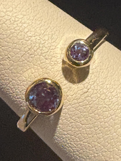 Lab Grown Alexandrite Chrysoberyl Bezel Set Open Stackable Ring Solid 10k size 7.5 - NewLifeJewelryVault