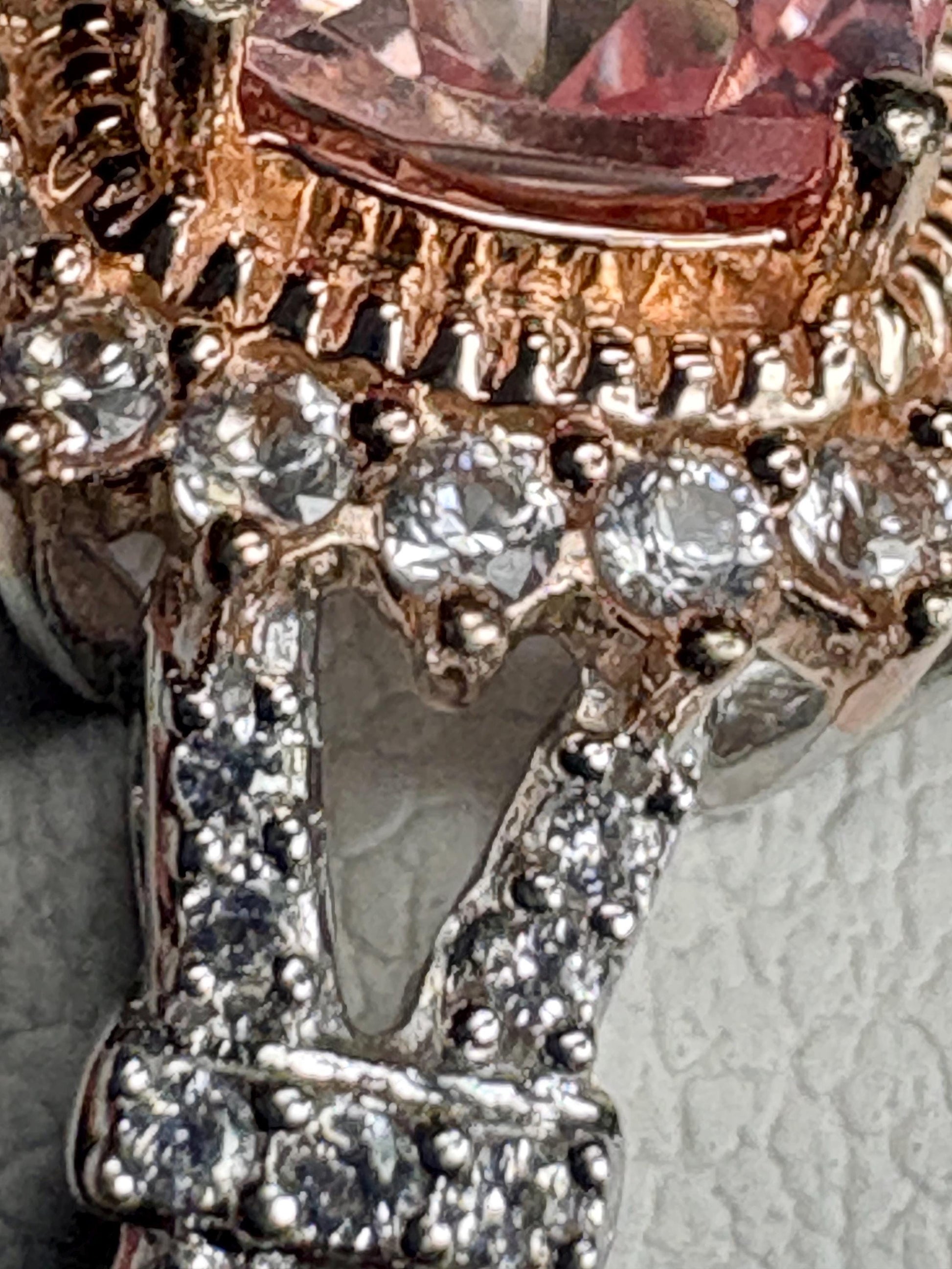 Simulated Morganite Halo Ring in Sterling Silver size 6.75 - NewLifeJewelryVault