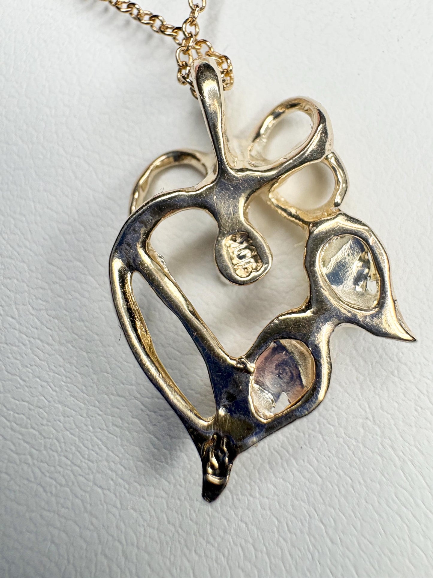 Black Hills Gold Free Form Diamond Heart Pendant Necklace Solid 10k With 14k Chain 18.5" - NewLifeJewelryVault