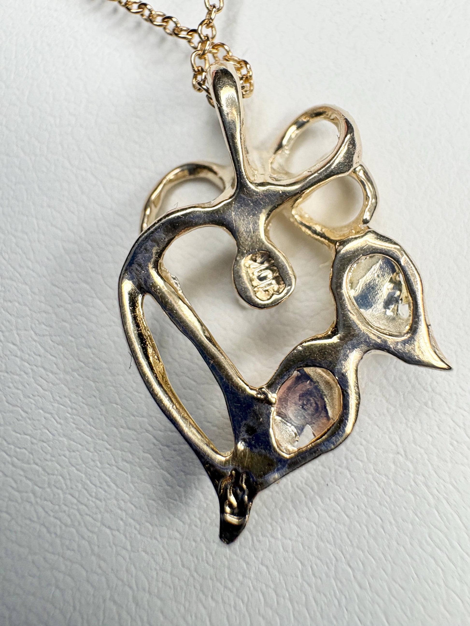 Black Hills Gold Free Form Diamond Heart Pendant Necklace Solid 10k With 14k Chain 18.5" - NewLifeJewelryVault