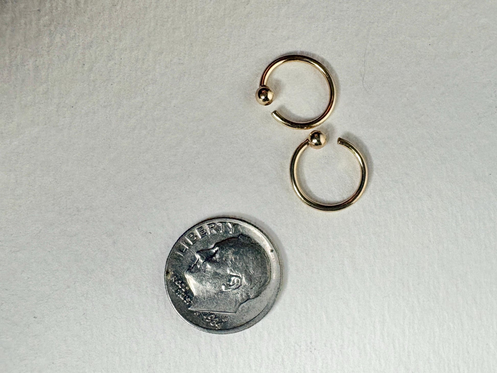 Solid 14k Hoop Piercing 17 gauge 3mm Ball Earring 12.5mm Diameter Tragus Helix - NewLifeJewelryVault