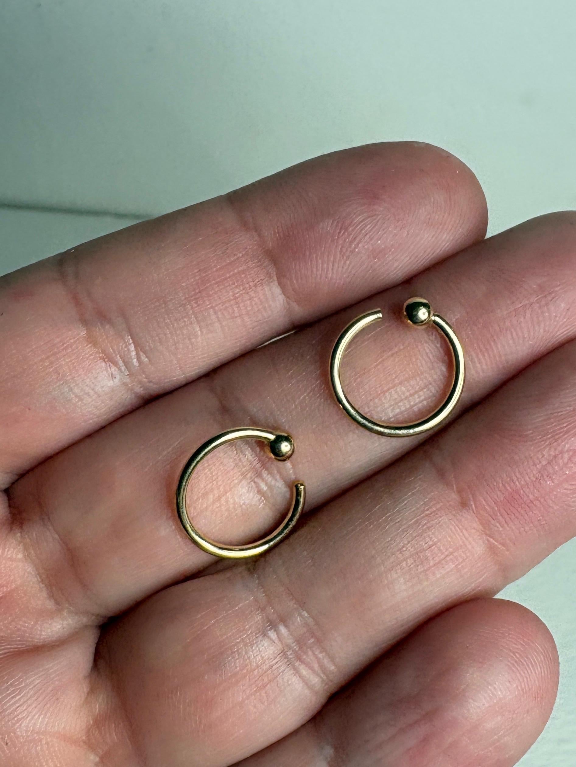Solid 14k Hoop Piercing 17 gauge 3mm Ball Earring 12.5mm Diameter Tragus Helix - NewLifeJewelryVault