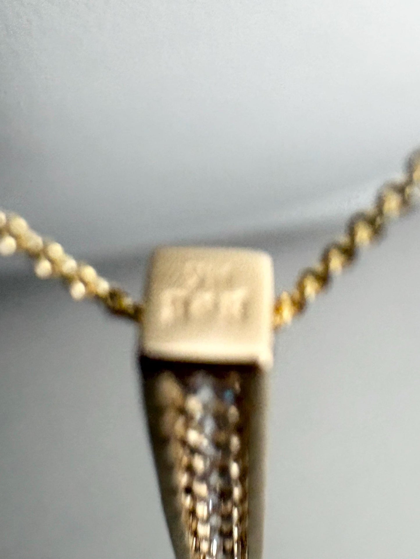 Vertical Diamond Maile Scroll Bar Pendant Necklace in Solid 14k Gold Adjustable Chain 16-18" - NewLifeJewelryVault