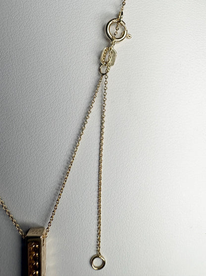 Vertical Diamond Maile Scroll Bar Pendant Necklace in Solid 14k Gold Adjustable Chain 16-18" - NewLifeJewelryVault