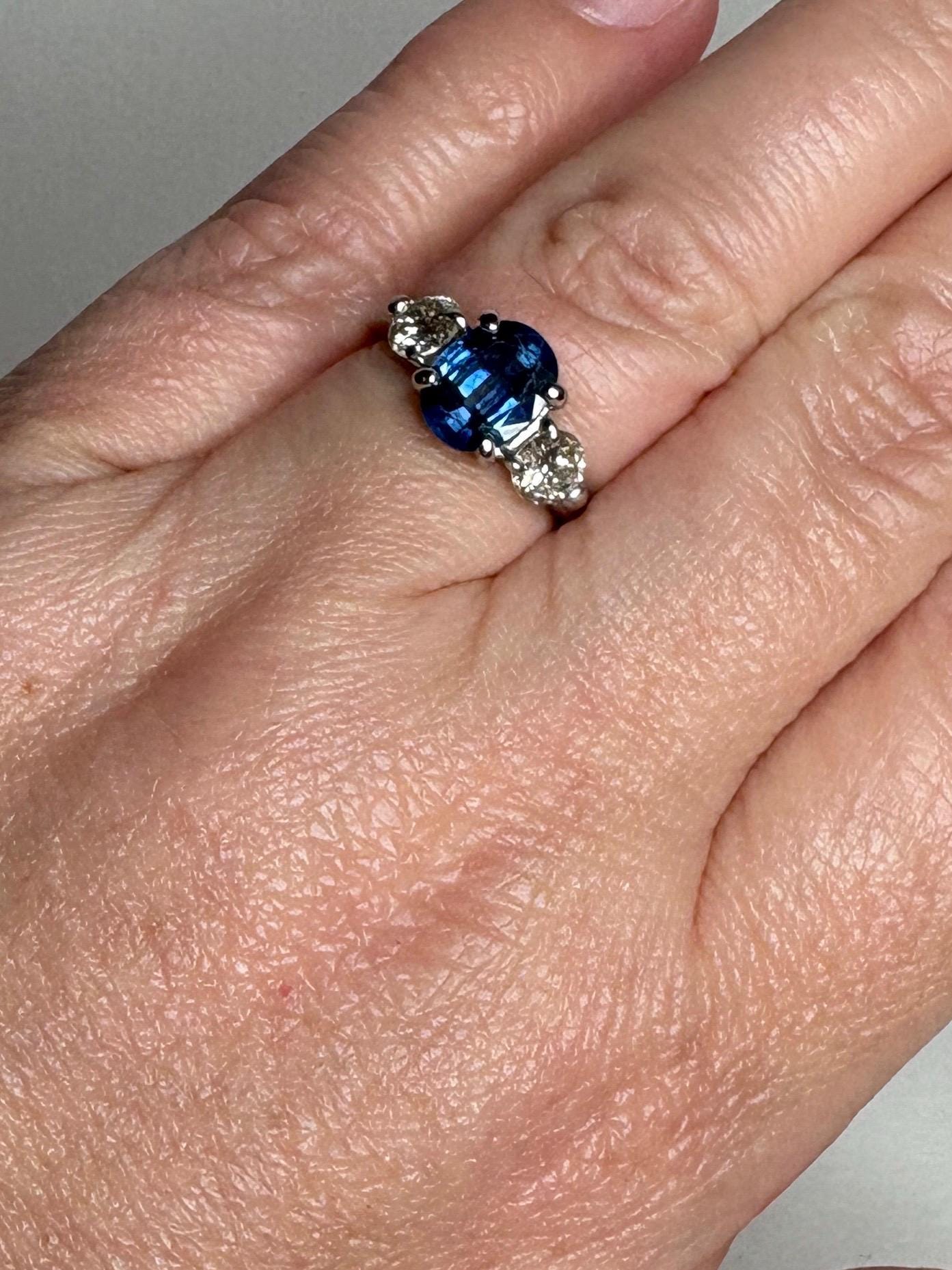 Sapphire and Diamond Platinum Band Ring size 5.5 - NewLifeJewelryVault