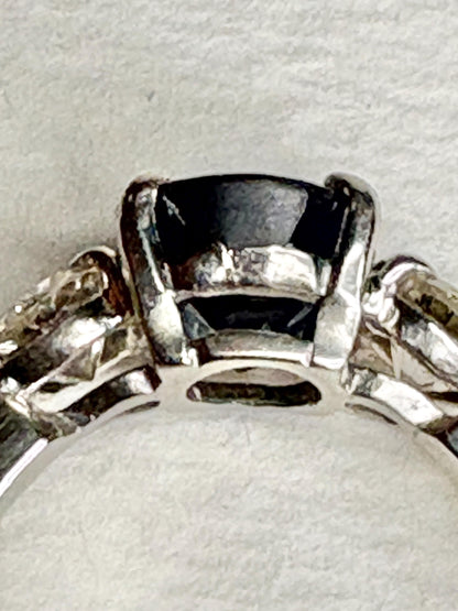 Sapphire and Diamond Platinum Band Ring size 5.5 - NewLifeJewelryVault