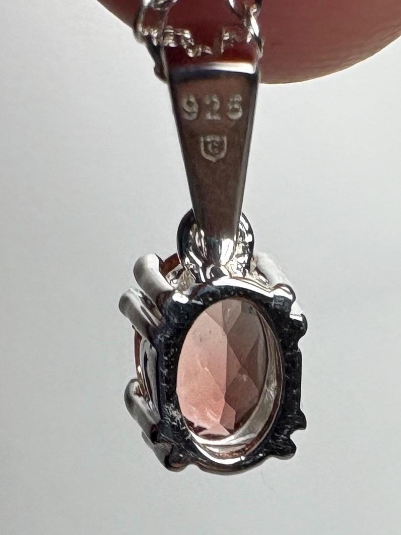 Oregon Sunstone Light Red Pendant Necklace Sterling Silver Adjustable 16-18" - NewLifeJewelryVault