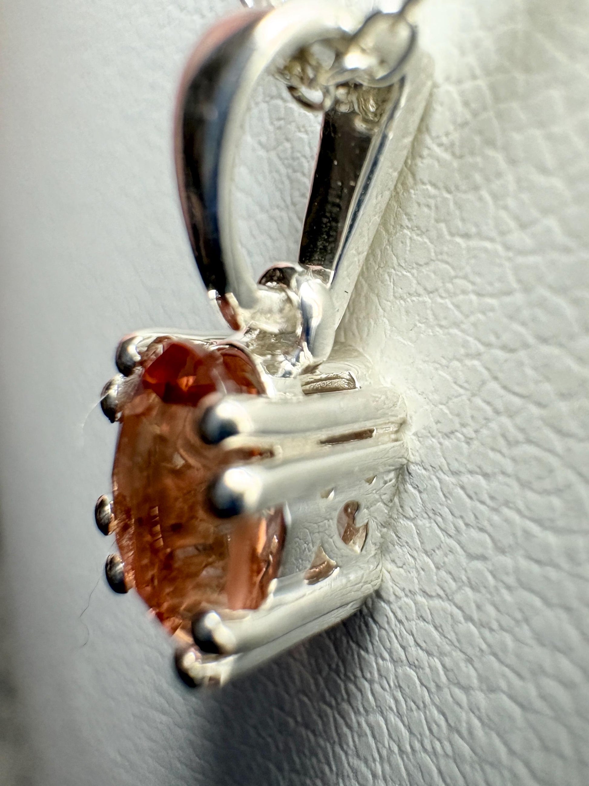Oregon Sunstone Light Red Pendant Necklace Sterling Silver Adjustable 16-18" - NewLifeJewelryVault
