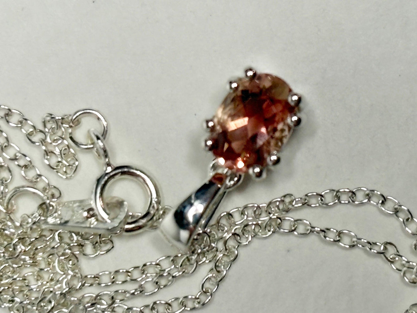 Oregon Sunstone Light Red Pendant Necklace Sterling Silver Adjustable 16-18" - NewLifeJewelryVault