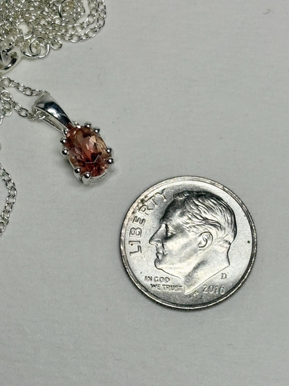 Oregon Sunstone Light Red Pendant Necklace Sterling Silver Adjustable 16-18" - NewLifeJewelryVault