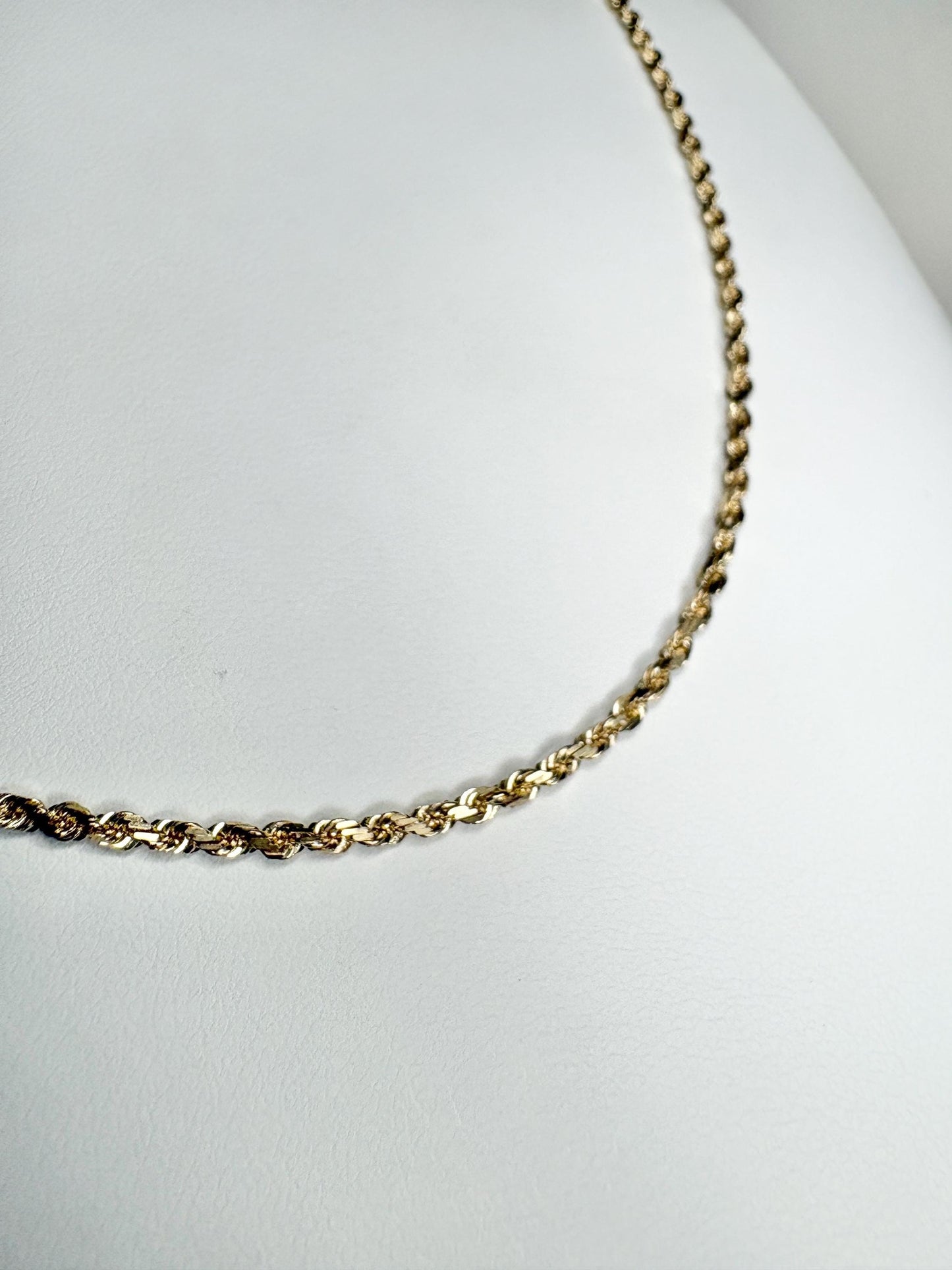 Faceted SOLID Rope Chain 2mm 19.5" 6.8g Solid 14k Gold - NewLifeJewelryVault