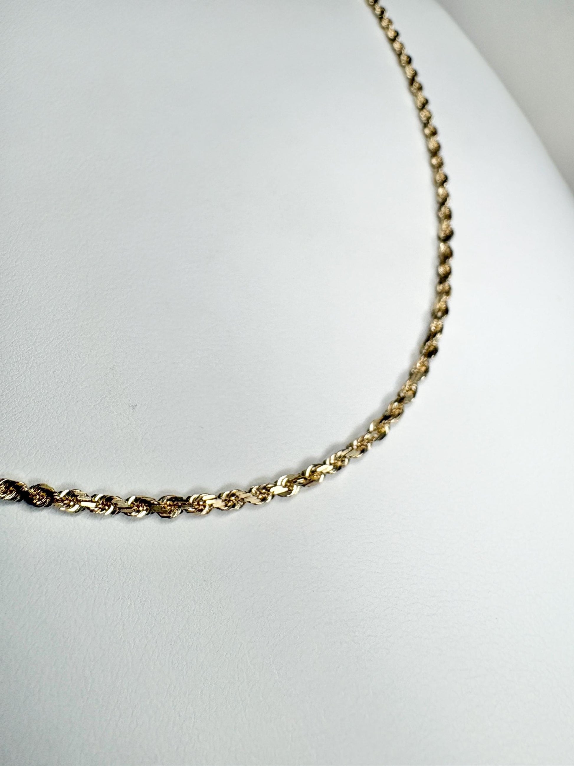 Faceted SOLID Rope Chain 2mm 19.5" 6.8g Solid 14k Gold - NewLifeJewelryVault