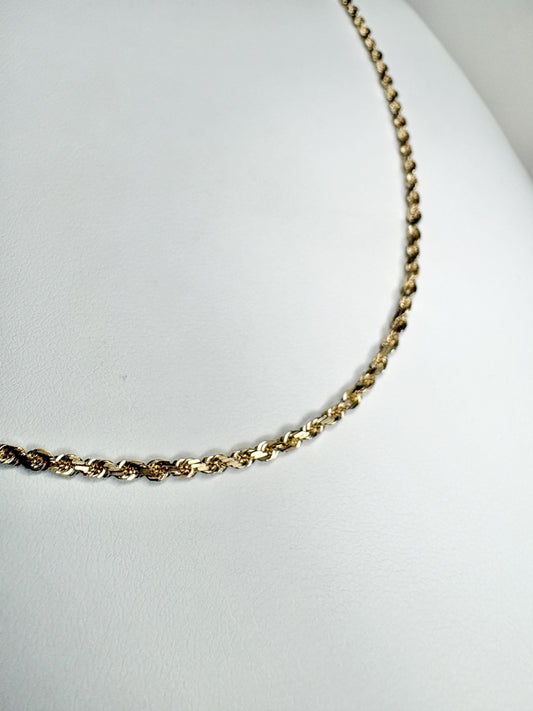 Faceted SOLID Rope Chain 2mm 19.5" 6.8g Solid 14k Gold - NewLifeJewelryVault