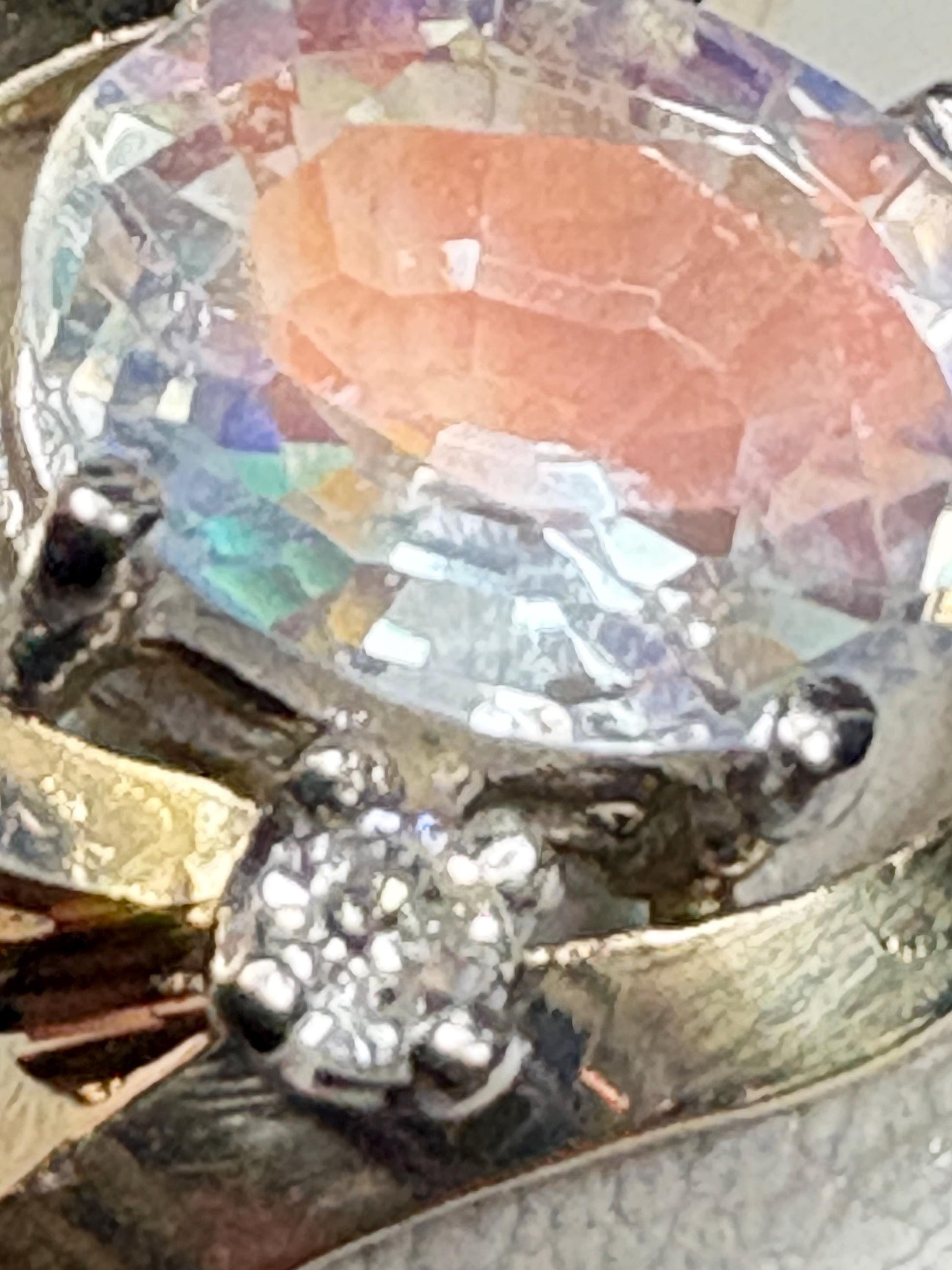 Madagascar Rainbow Moonstone and Diamond Ring Solid 14k Gold size 6.25 - NewLifeJewelryVault