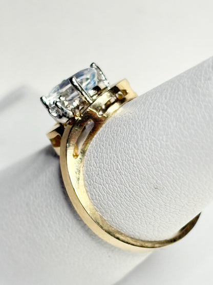 Madagascar Rainbow Moonstone and Diamond Ring Solid 14k Gold size 6.25 - NewLifeJewelryVault