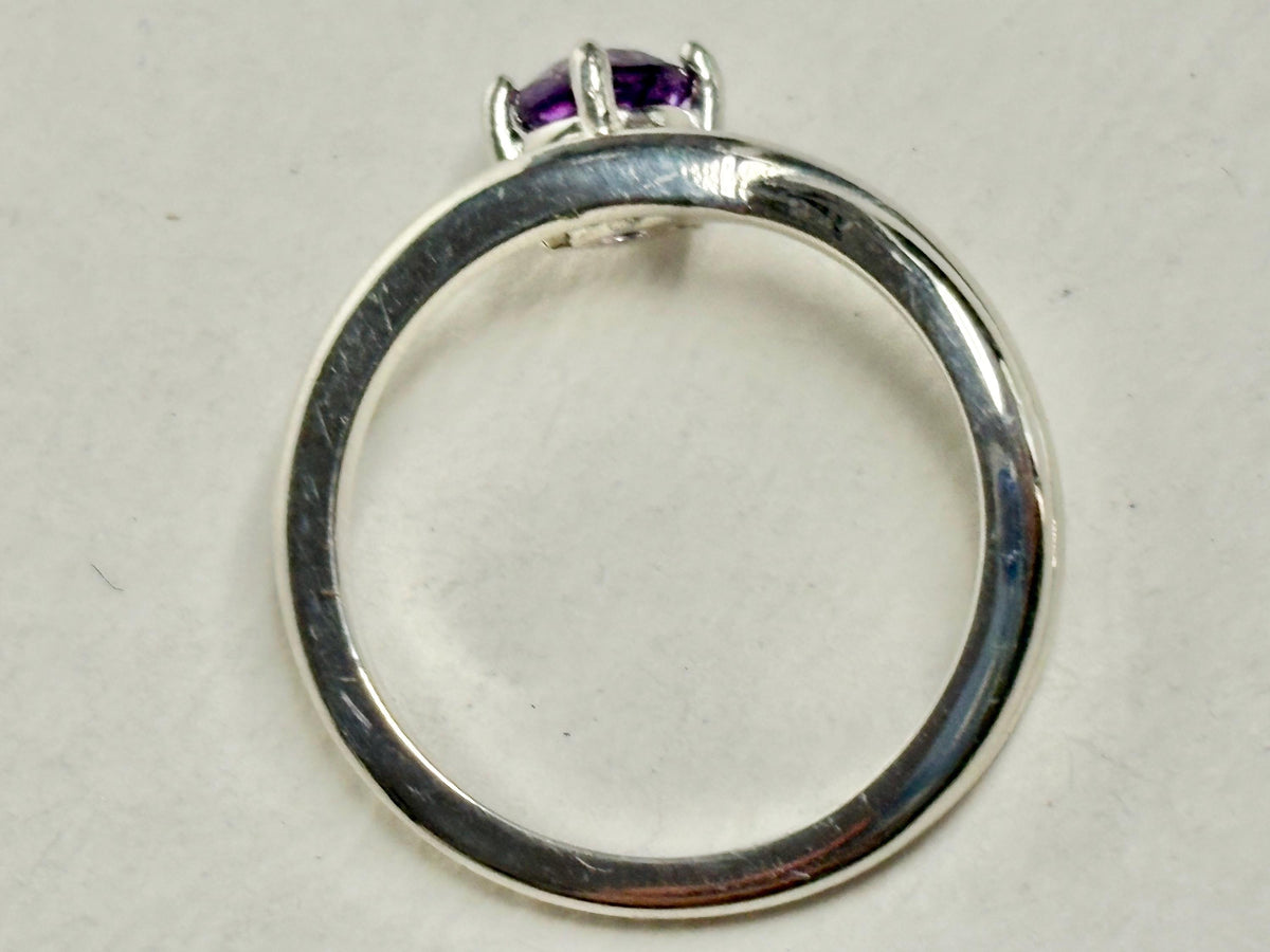 Arizona Amethyst Four Peaks Bypass Ring Sterling Silver 5mm size 6.75 - NewLifeJewelryVault