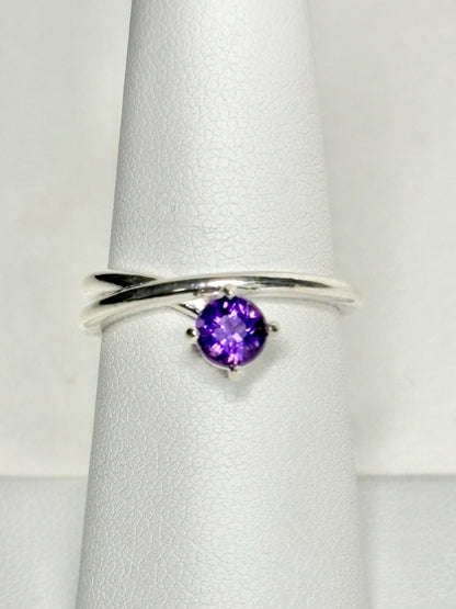 Arizona Amethyst Four Peaks Bypass Ring Sterling Silver 5mm size 6.75 - NewLifeJewelryVault