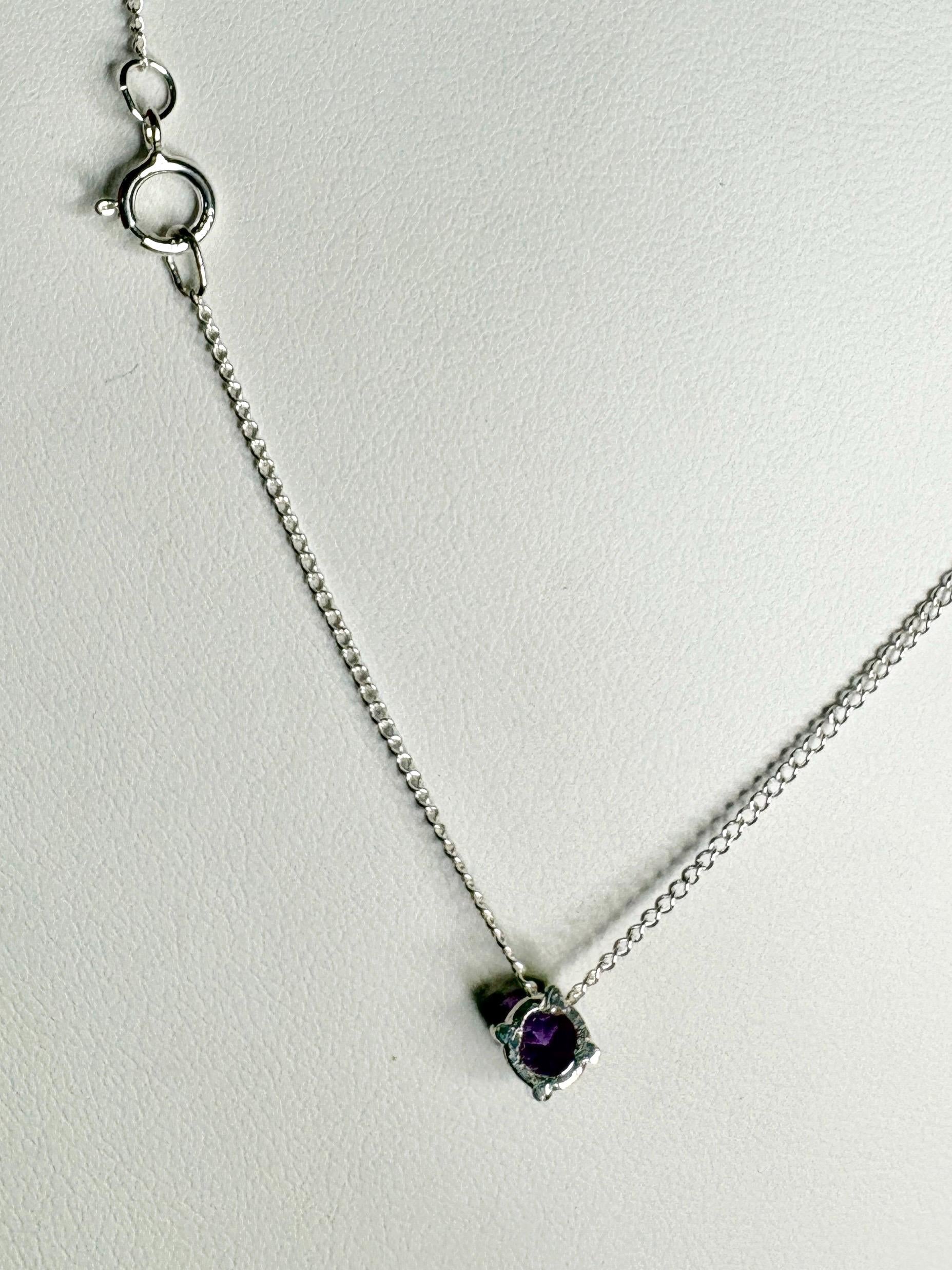Four Peaks Amethyst from Arizona Solitaire Necklace Sterling Silver 4mm 18" - NewLifeJewelryVault