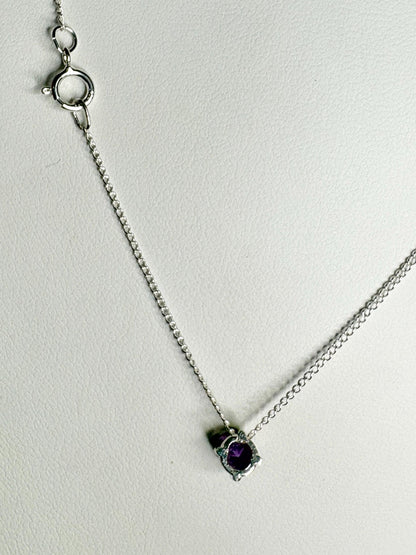 Four Peaks Amethyst from Arizona Solitaire Necklace Sterling Silver 4mm 18" - NewLifeJewelryVault