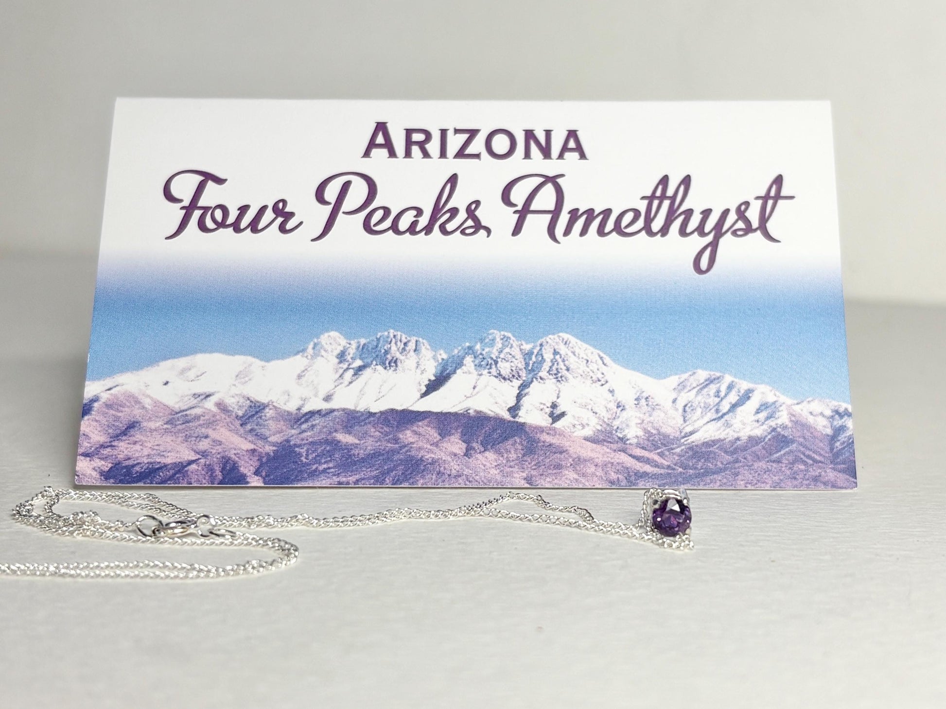 Four Peaks Amethyst from Arizona Solitaire Necklace Sterling Silver 4mm 18" - NewLifeJewelryVault