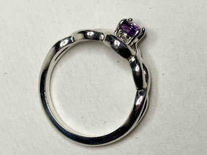 Arizona Amethyst Four Peaks Ribbon Twist Solitaire Ring Sterling Silver size 6.75 - NewLifeJewelryVault