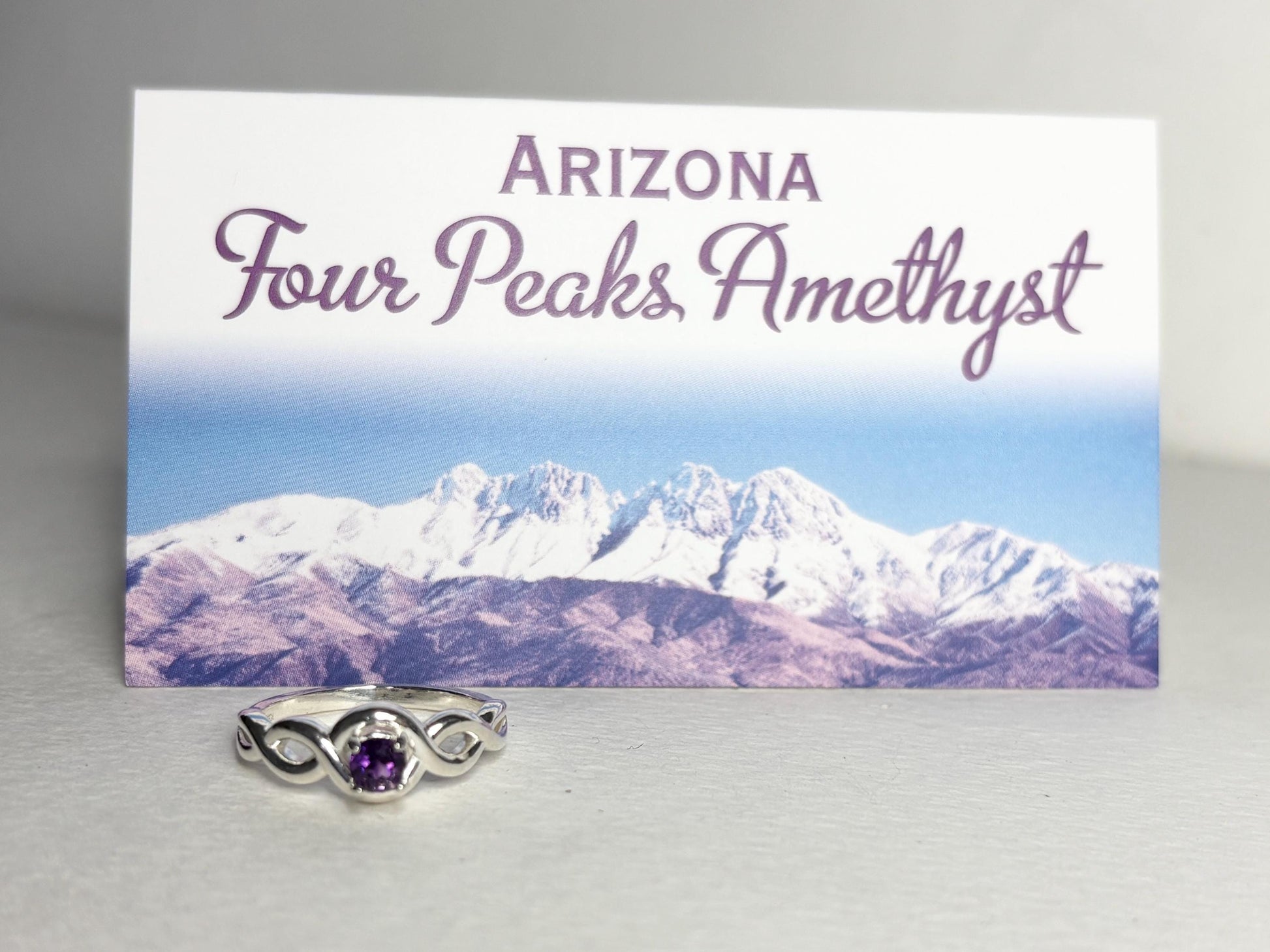 Arizona Amethyst Four Peaks Ribbon Twist Solitaire Ring Sterling Silver size 6.75 - NewLifeJewelryVault