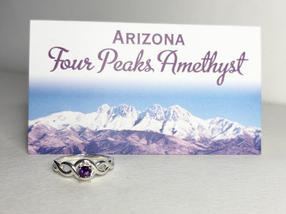 Arizona Amethyst Four Peaks Ribbon Twist Solitaire Ring Sterling Silver size 6.75 - NewLifeJewelryVault