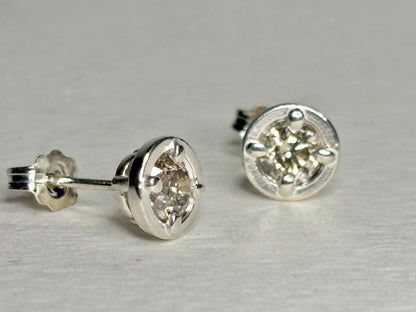 Natural Champagne Diamond Stud Earrings in Sterling Silver .70ctw - NewLifeJewelryVault