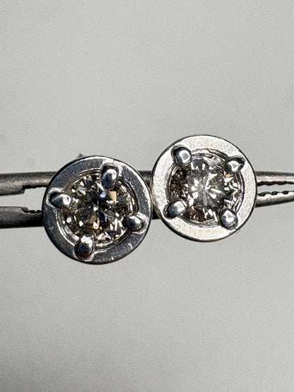 Natural Champagne Diamond Stud Earrings in Sterling Silver .70ctw - NewLifeJewelryVault