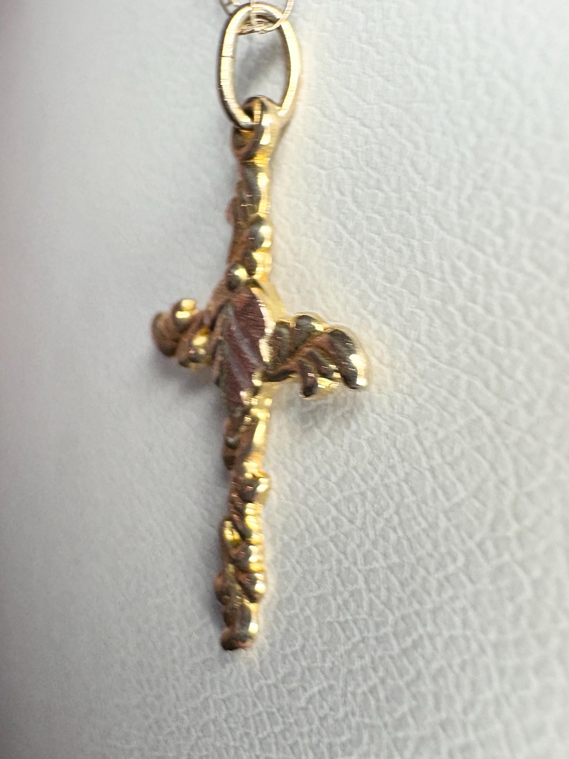 Black Hills Gold Cross Necklace Solid 10k with 9k Chain 16" - NewLifeJewelryVault