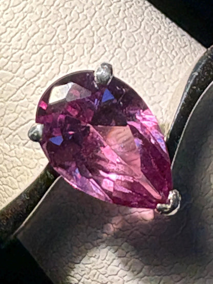 Lab Grown Color Change Pear Sapphire Ring in Sterling Silver size 7 - NewLifeJewelryVault