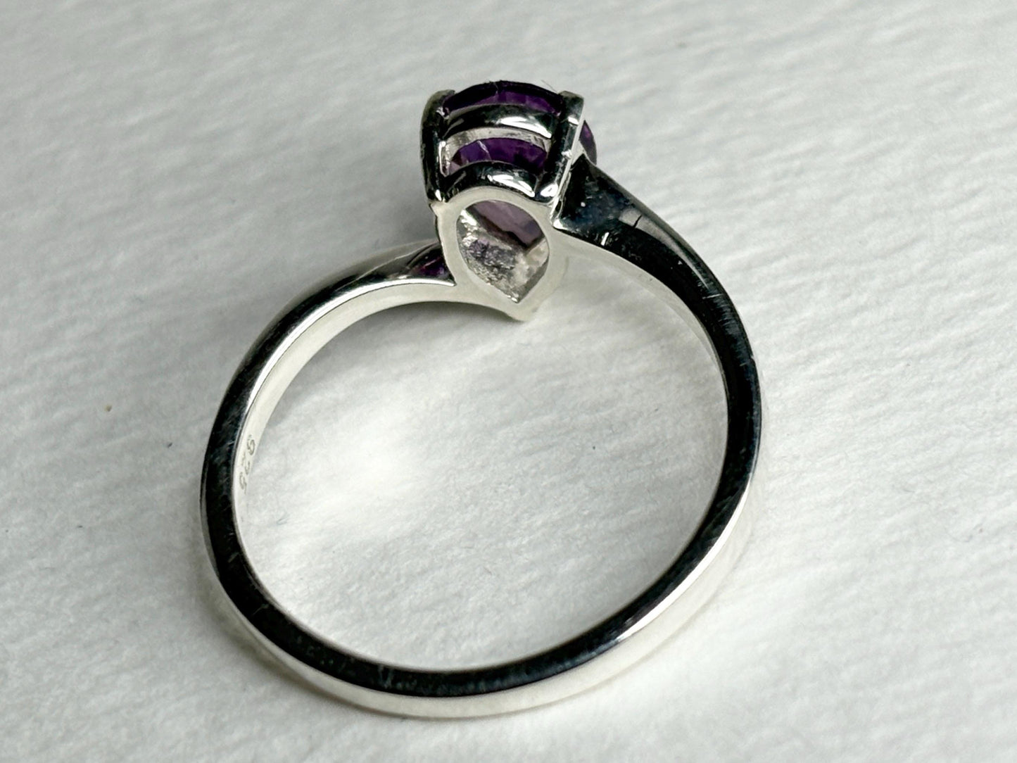 Lab Grown Color Change Pear Sapphire Ring in Sterling Silver size 7 - NewLifeJewelryVault