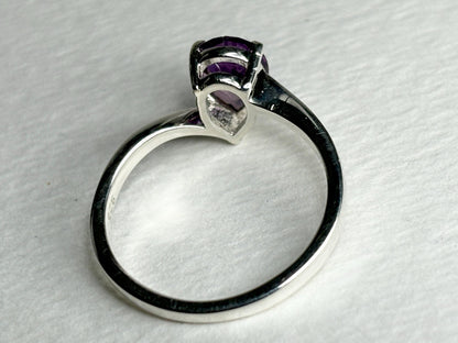 Lab Grown Color Change Pear Sapphire Ring in Sterling Silver size 7 - NewLifeJewelryVault
