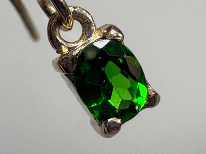 Dainty Chrome Diopside Dangle Drop Earrings in Solid 9k Gold - NewLifeJewelryVault