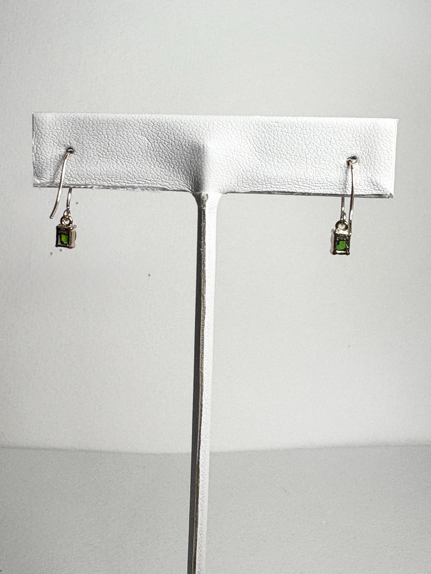 Dainty Chrome Diopside Dangle Drop Earrings in Solid 9k Gold - NewLifeJewelryVault
