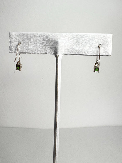 Dainty Chrome Diopside Dangle Drop Earrings in Solid 9k Gold - NewLifeJewelryVault