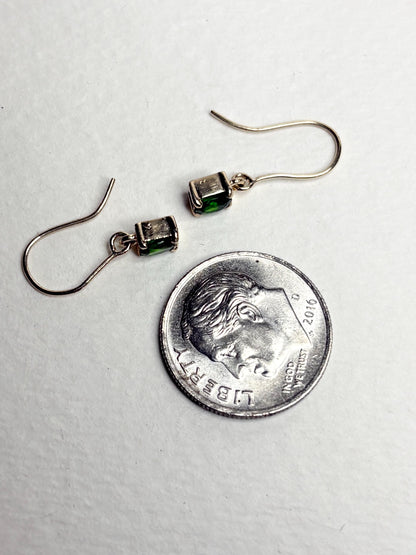 Dainty Chrome Diopside Dangle Drop Earrings in Solid 9k Gold - NewLifeJewelryVault