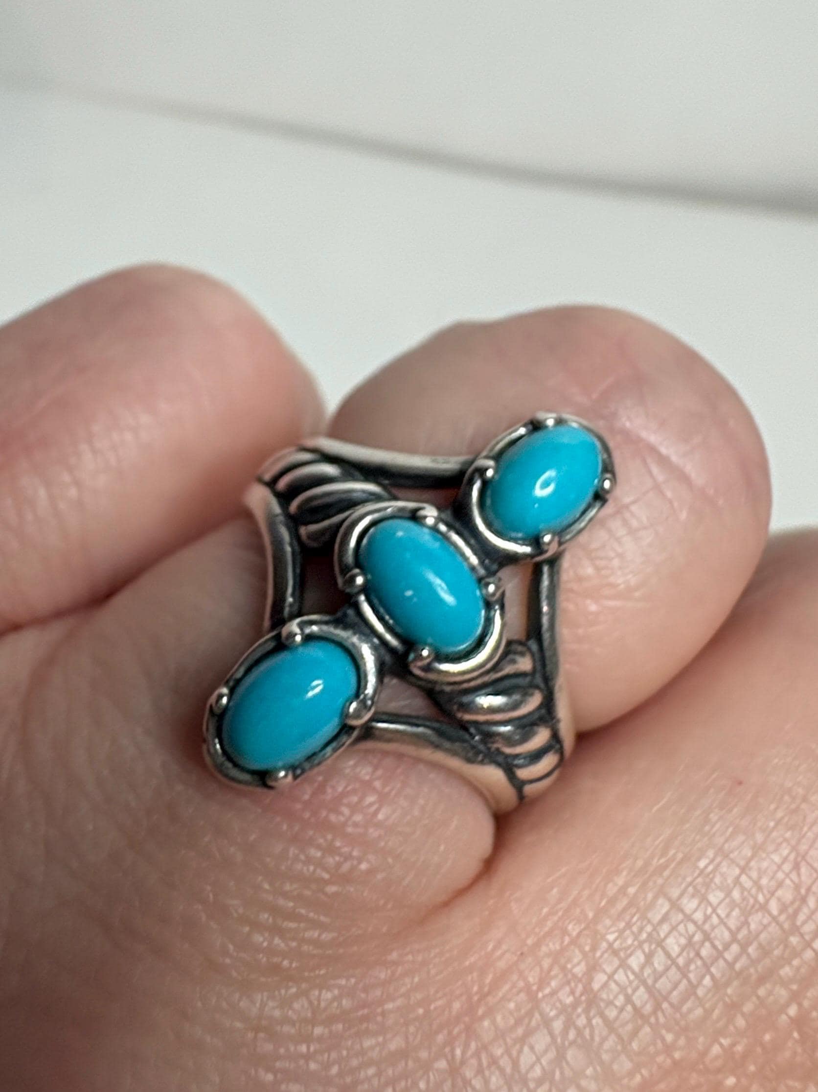 Carolyn Pollack Relios Turquoise Sleeping Beauty Ring Sterling Silver size 7 - NewLifeJewelryVault