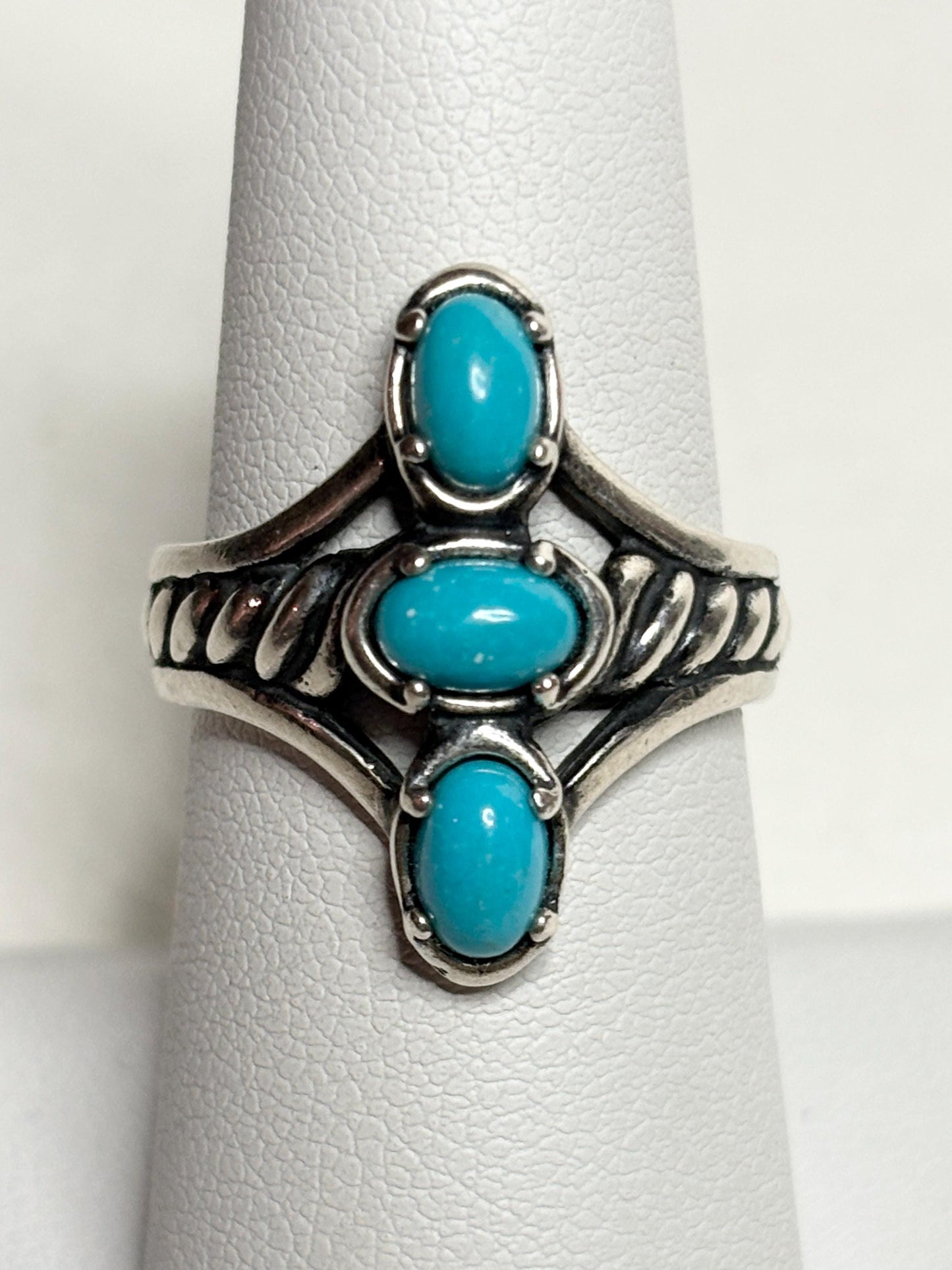 Carolyn Pollack Relios Turquoise Sleeping Beauty Ring Sterling Silver size 7 - NewLifeJewelryVault
