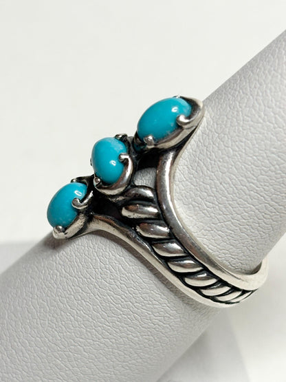Carolyn Pollack Relios Turquoise Sleeping Beauty Ring Sterling Silver size 7 - NewLifeJewelryVault