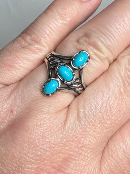 Carolyn Pollack Relios Turquoise Sleeping Beauty Ring Sterling Silver size 7 - NewLifeJewelryVault